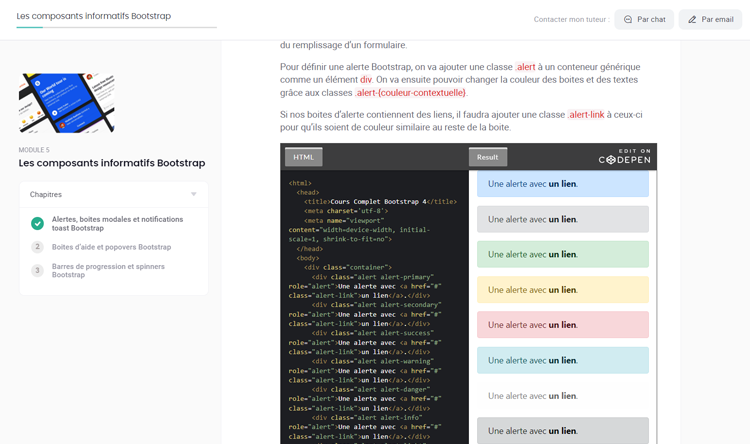 Exemple de contenu de formation BOOTSTRAP