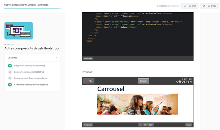 Exemple de contenu de formation BOOTSTRAP