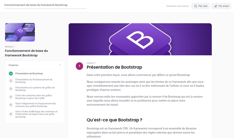 Exemple de contenu de formation BOOTSTRAP