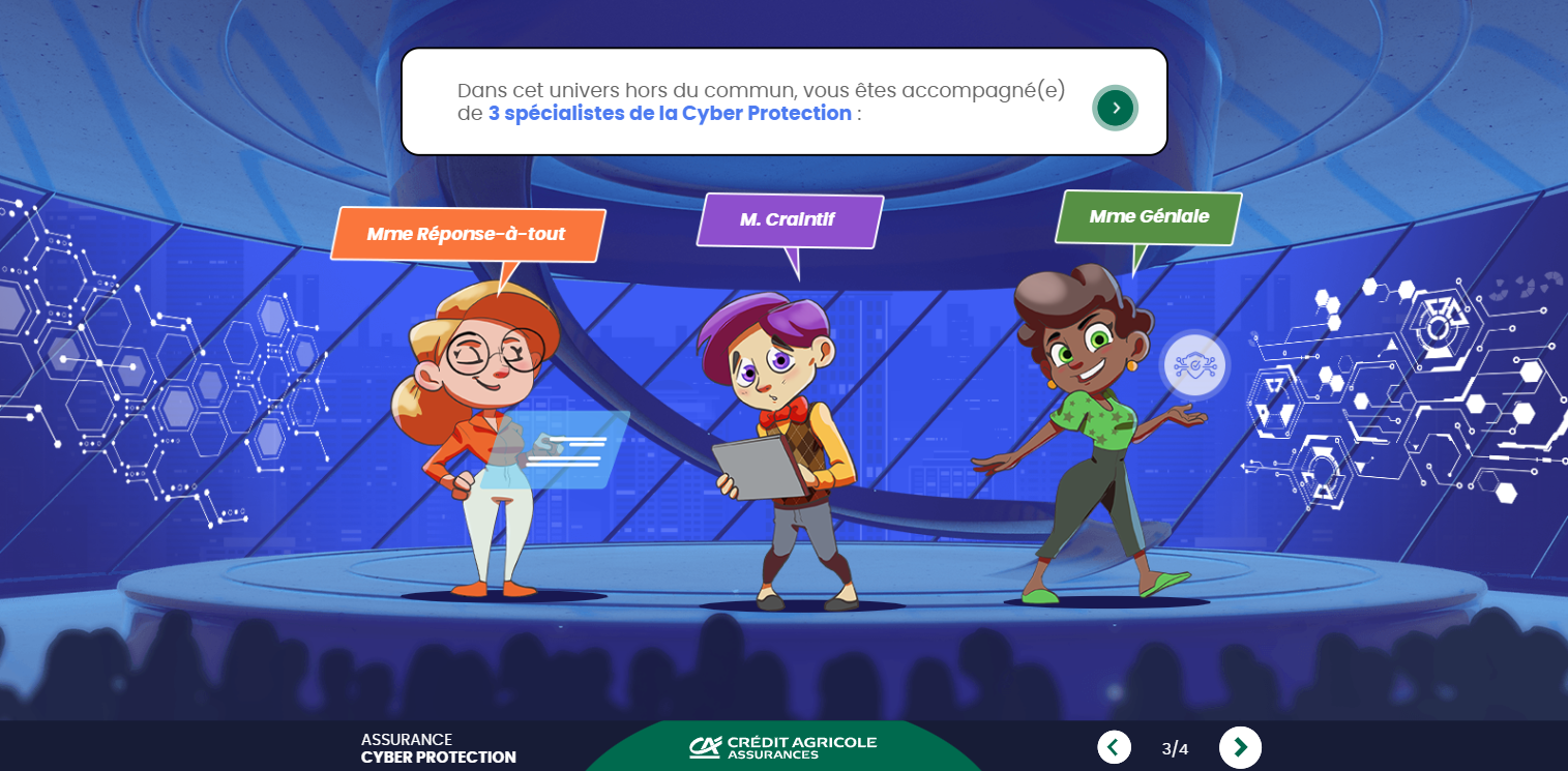 Exemple de contenu E-learning sur mesure pour le module L’assurance Cyber Protection du Crédit Agricole