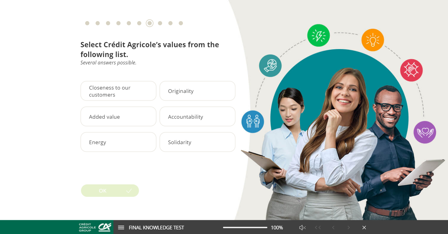 Exemple de contenu E-learning sur mesure pour la partie Discover du Crédit Agricole