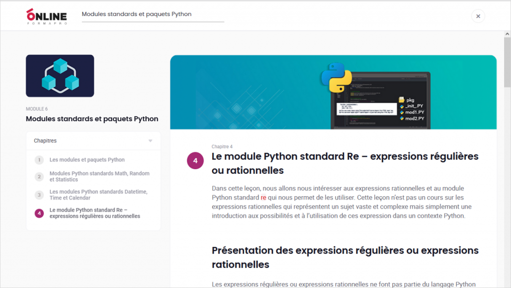 Exemple de contenu de formation Python