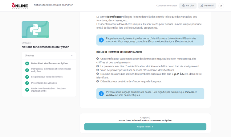 Exemple de contenu de formation Python