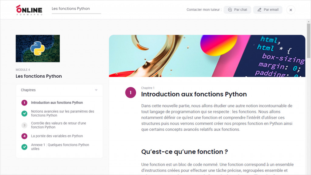 Exemple de contenu de formation Python