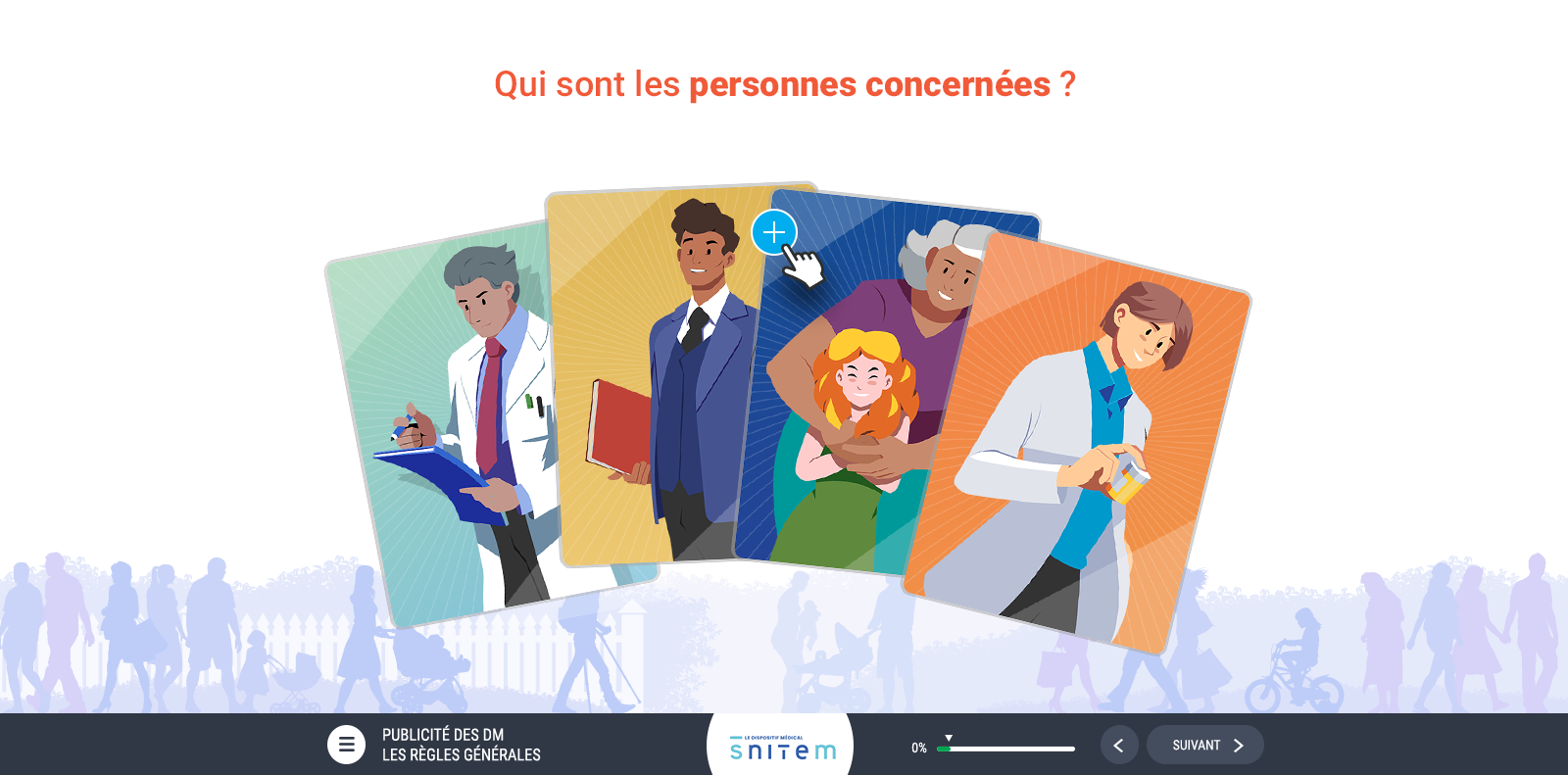 Exemple de contenu E-learning sur mesure pour le module La publicité des dispositifs médicaux de la SNITEM