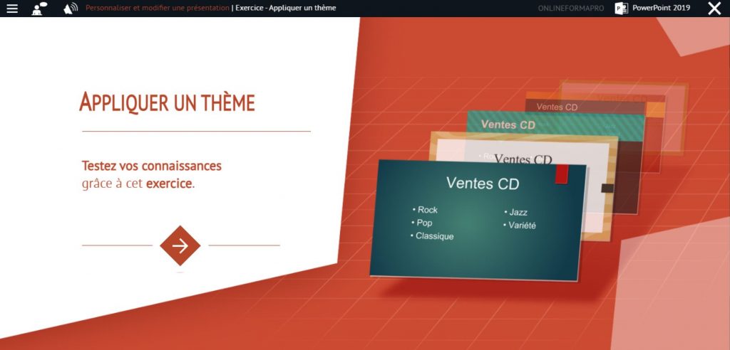 Exemple de contenu de formation Powerpoint 2019
