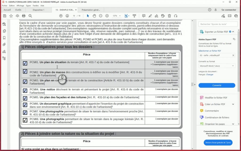 Exemple de contenu de formation Réglementation d’un permis de construire