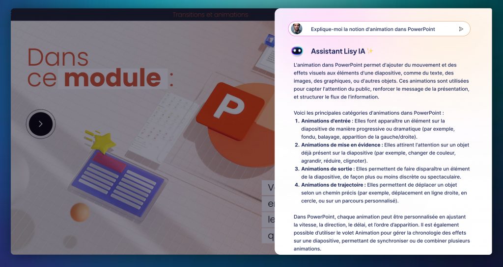 Découvrez lisy, votre coach IA intégré au sein des modules digital learning