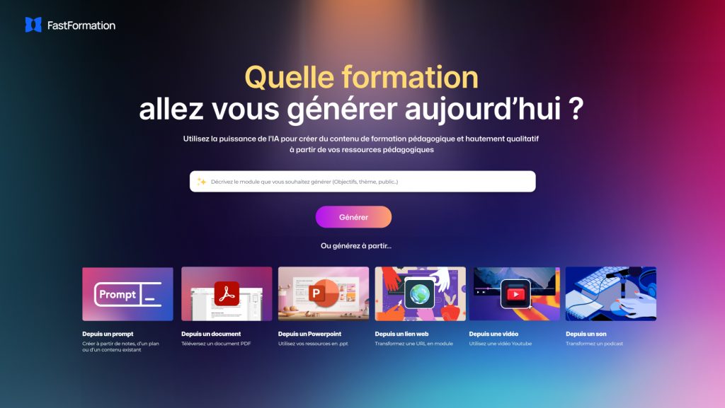 Générer des formations digital learning avec Fastformation