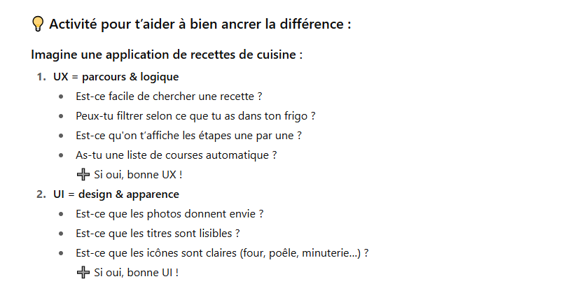 Zoom sur l'activité que le mode Etudier propose de lui-même afin de m'aider à intégrer pleinement le contexte