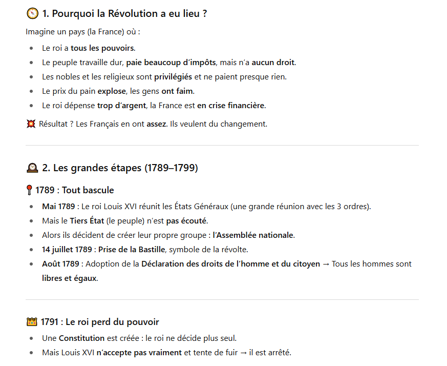 Exemple de ce que le mode Etudier m'a répondu, en expliquant avec des questions et du rythme, favorisant l'apprentissage et la mémorisation.